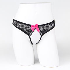 Lace Transparent Opening Sexy Low Waist Thong