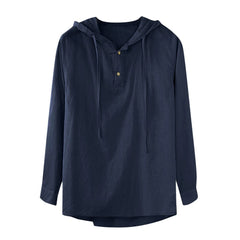 Men's New Summer Cotton and Linen Fashion Casual Hooded Shirt