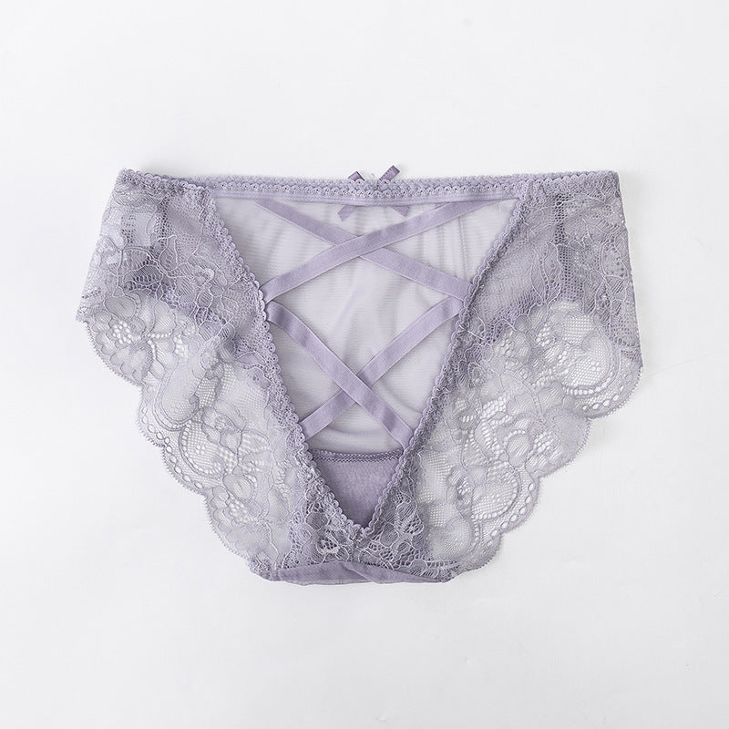 Lace Low-waist Sexy Hollow Mesh Briefs