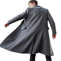 Men's Long Woolen Windbreaker