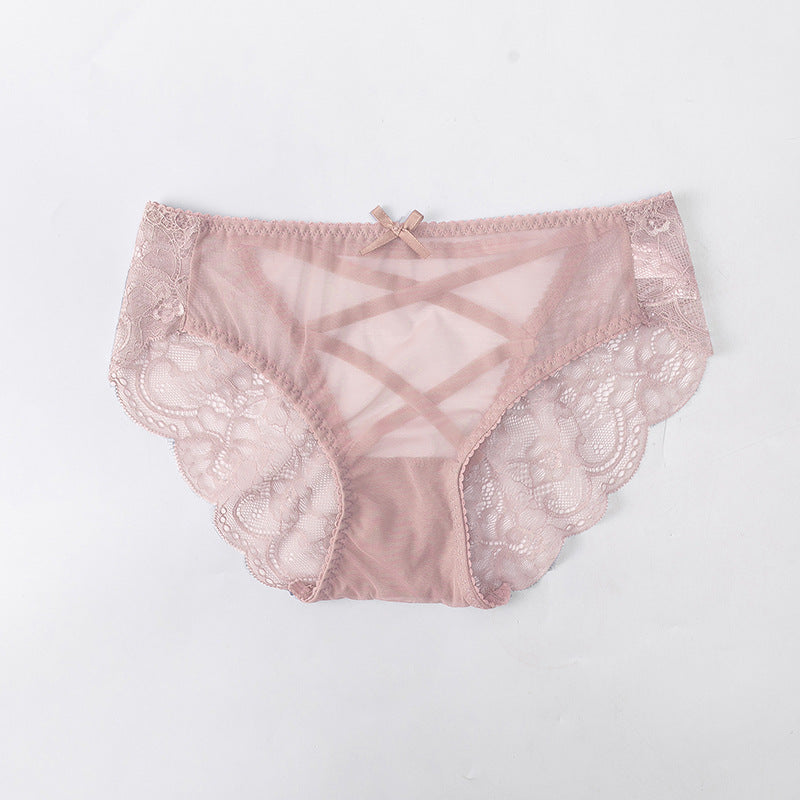 Lace Low-waist Sexy Hollow Mesh Briefs