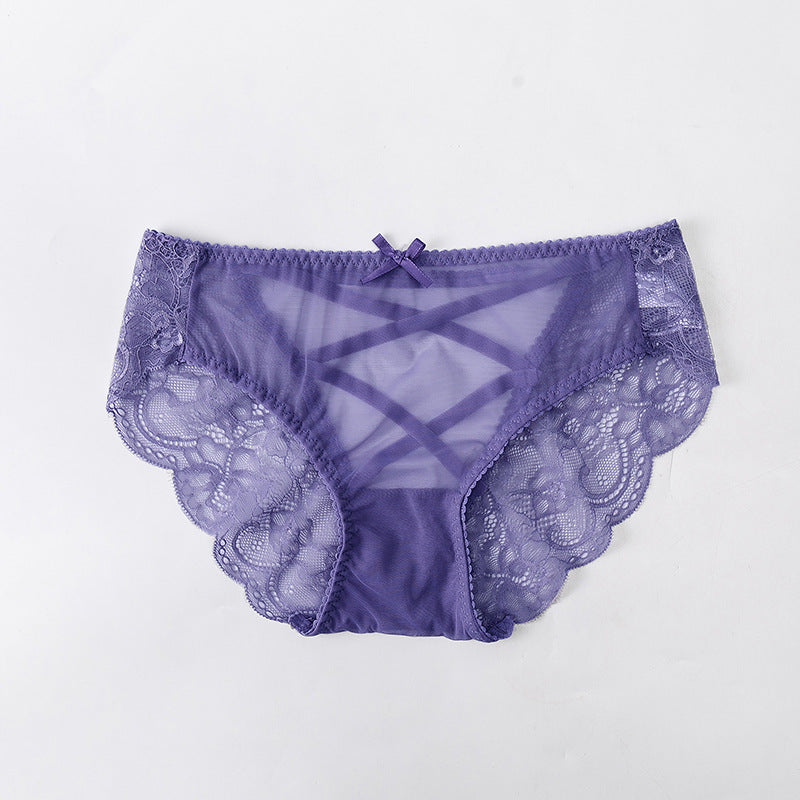 Lace Low-waist Sexy Hollow Mesh Briefs