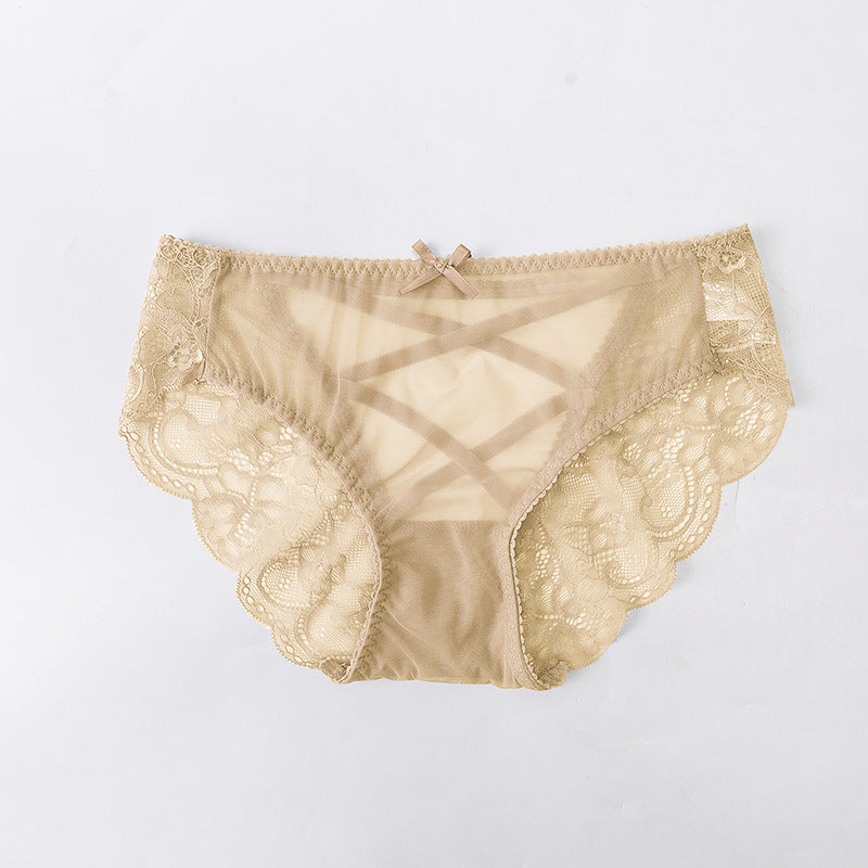 Lace Low-waist Sexy Hollow Mesh Briefs