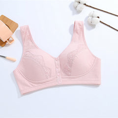 Front button jacquard wire-free breathable bra