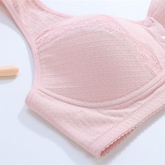 Front button jacquard wire-free breathable bra