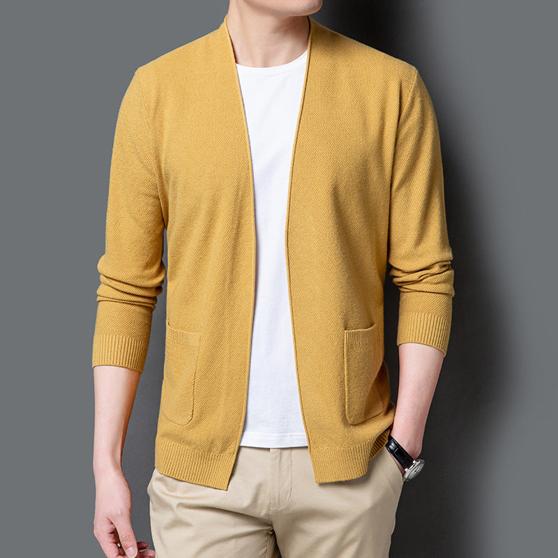Men's New Fashion Solid Color Cardigan