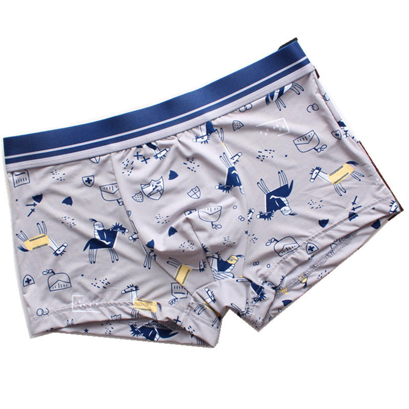 Men's High Quality Ice Silk Breathable Stretch Printed Fashionable Sexy Boxer Briefs