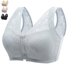 Front Zipper Wireless Push Up Bra