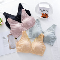 Front Zipper Wireless Push Up Bra