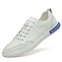 Men's New Style Leather Breathable Low Top Versatile White Shoes