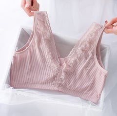 Front Zipper Wireless Push Up Bra