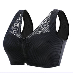 Front Zipper Wireless Push Up Bra