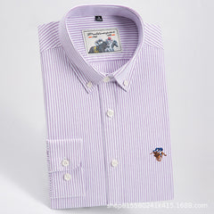Men's Pure Cotton Business Casual Long-sleeved Striped Shirt