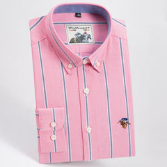 Men's Pure Cotton Business Casual Long-sleeved Striped Shirt