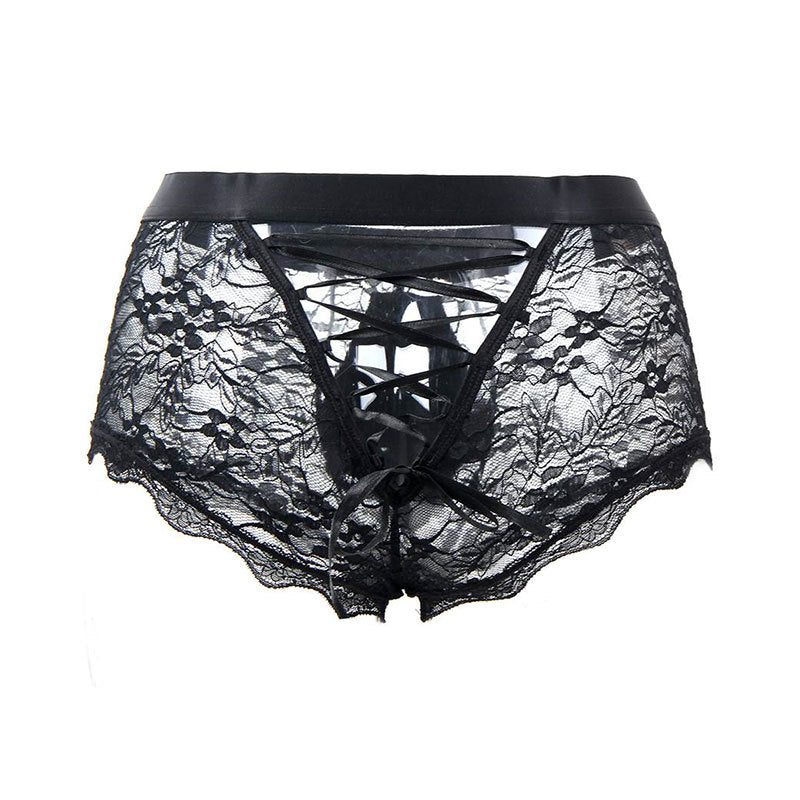 Men's Large Size Sexy Lace Low Waist Sexy Transparent Strappy Briefs