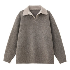 Fake Two‑Piece V‑Neck Warm Sweater Coat