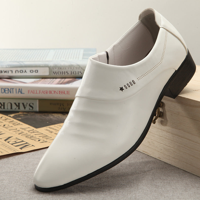 British style white casual leather shoes