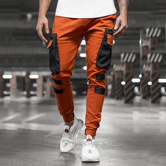 New Men's Casual Sports Woven Pocket Stitching Cuffed Casual Pants