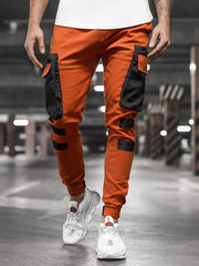 New Men's Casual Sports Woven Pocket Stitching Cuffed Casual Pants