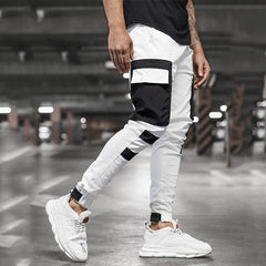 New Men's Casual Sports Woven Pocket Stitching Cuffed Casual Pants
