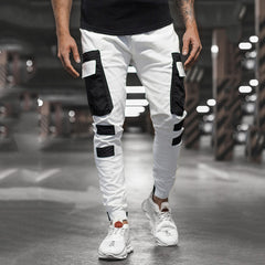 New Men's Casual Sports Woven Pocket Stitching Cuffed Casual Pants