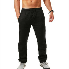 Men's Breathable Cotton and Linen Loose Casual Sports Trousers