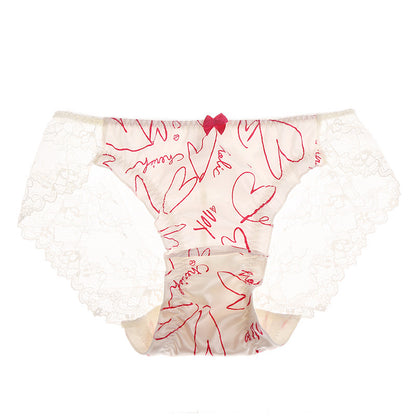 Cute Satin Ruffle Briefs in Sweet Lace