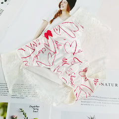 Cute Satin Ruffle Briefs in Sweet Lace