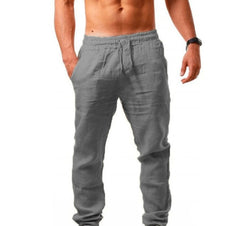Men's Breathable Cotton and Linen Loose Casual Sports Trousers