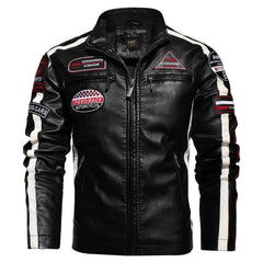 New embroidery stitching leather jacket