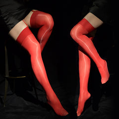 Sexy oily stockings garters silky shiny socks over the knee socks