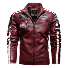 New embroidery stitching leather jacket