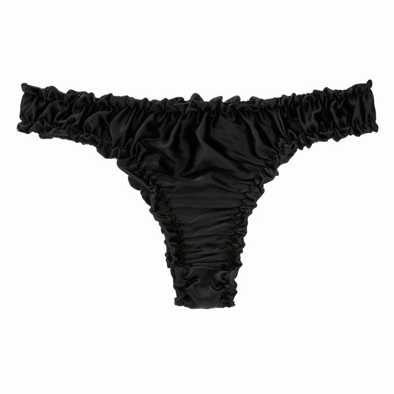 New Breathable and Sexy Ruffled Mulberry Silk Thong