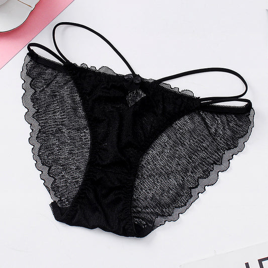 Lace Low-waist Sexy Breathable Hollow Mesh Thin Strap Briefs