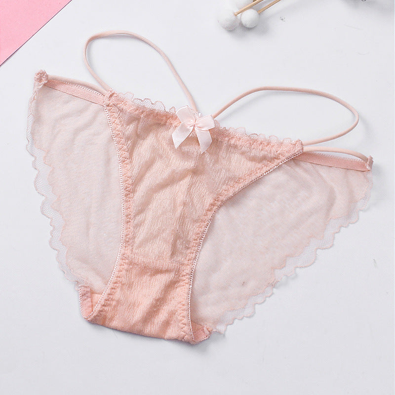 Lace Low-waist Sexy Breathable Hollow Mesh Thin Strap Briefs