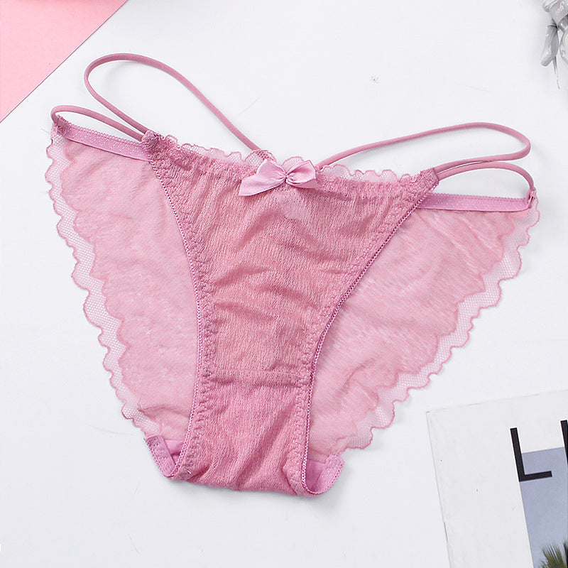 Lace Low-waist Sexy Breathable Hollow Mesh Thin Strap Briefs