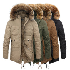 Men's Winter Velvet Thickened Fur Collar Warm Jacket