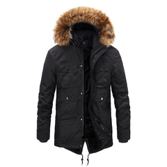 Men's Winter Velvet Thickened Fur Collar Warm Jacket