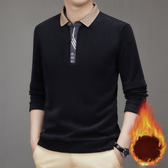 Men's 2023 Winter Velvet Thickened Business Lapel Polo Shirt