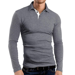 Men's Business Long Sleeve Lapel Polo Shirt