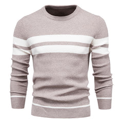 Men's Casual Striped Color Block Crew Neck Sweater