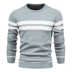 Men's Casual Striped Color Block Crew Neck Sweater