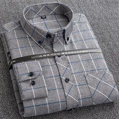 Men's plaid cotton casual loose inch shirt