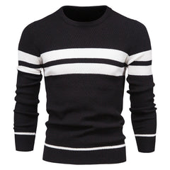 Men's Casual Striped Color Block Crew Neck Sweater