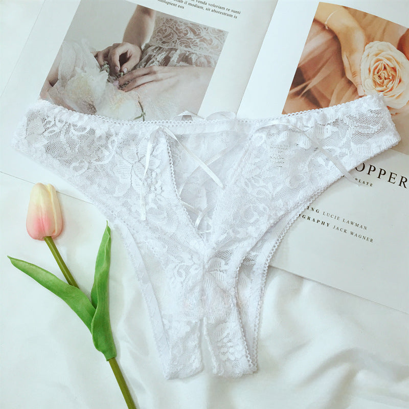 Open Crotch See-through Lace Sexy Briefs