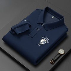 Men's Cotton Embroidered Lapel Polo Shirt