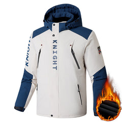 Men's Winter Large Size Velvet Thickening Color Matching Windproof and Rainproof Jacket