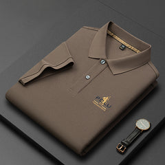 Men's 100% Cotton Lapel Solid Color Polo Shirt