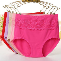 Solid color cotton lace panties