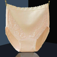 100% Cotton High Waist Lace Panties